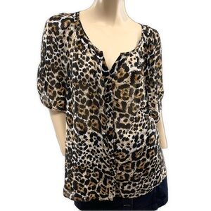 Apt. 9- Sheer Brown and Black Leopard Print Blouse- 2x